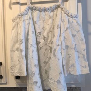 BB Dakota white eyelet off the shoulder blouse